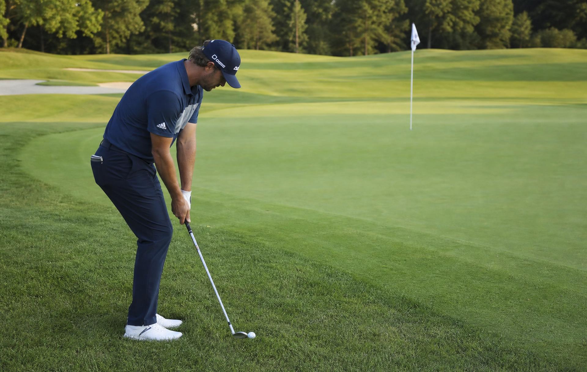 Chipping just off the green toward the flagstick