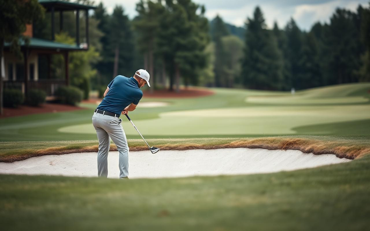 Iron shot from a shallow fairway bunker with a low lip